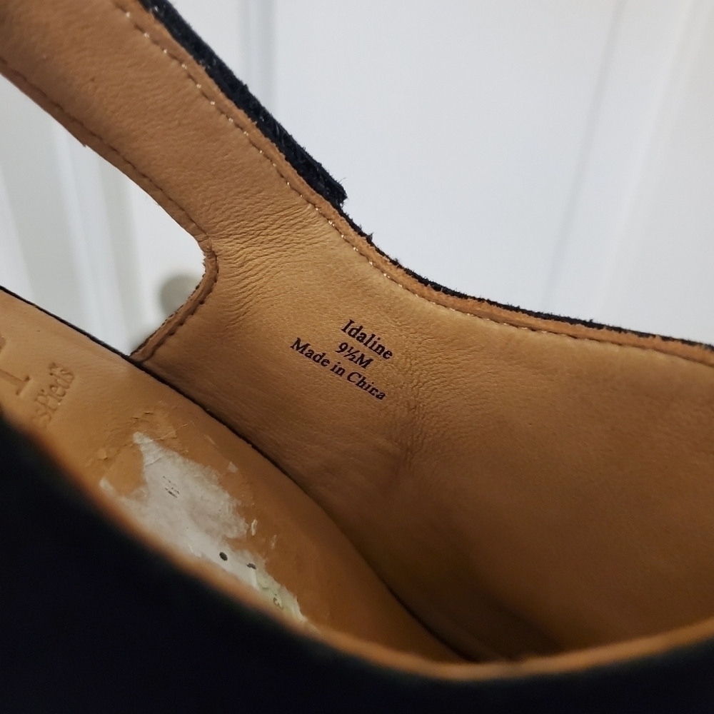 NWOB L'Amour Des Pieds "Idaline" Black Suede Peep Toe Wedge Heels Size 9.5 Chic - Picture 9 of 9